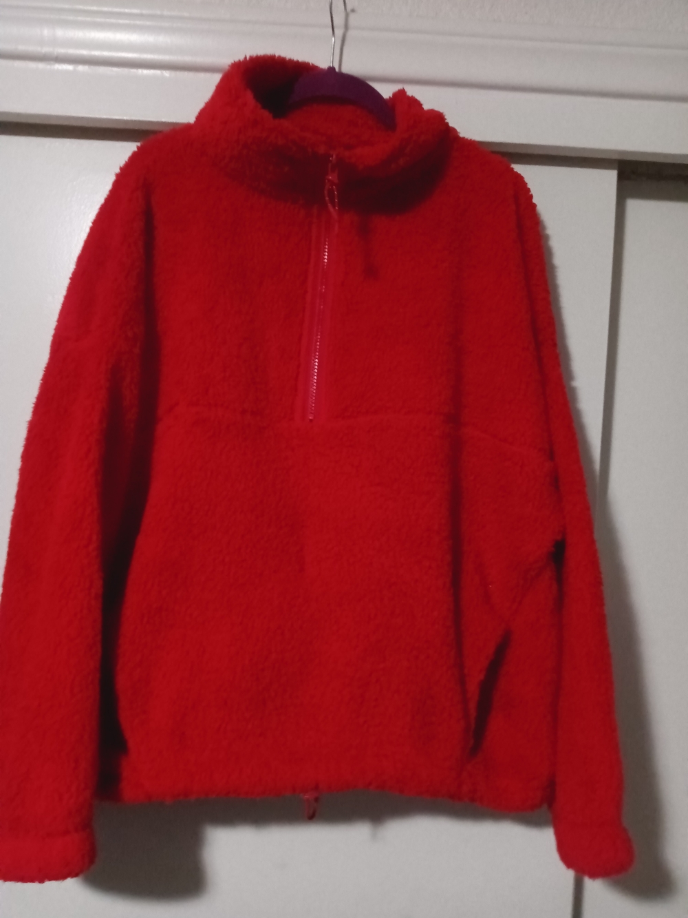 No Boundaries Red Plush Half-Zip Puffer Fleece